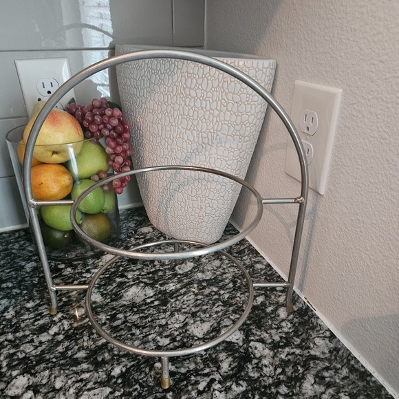 Vintage 13-in Silver Stainless Steel 2-Tier‎ Cupcake/Jewelry/Decor Display Stand - Picture 1 of 5